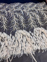Feather Sequin Embroidered Scalloped Lace
