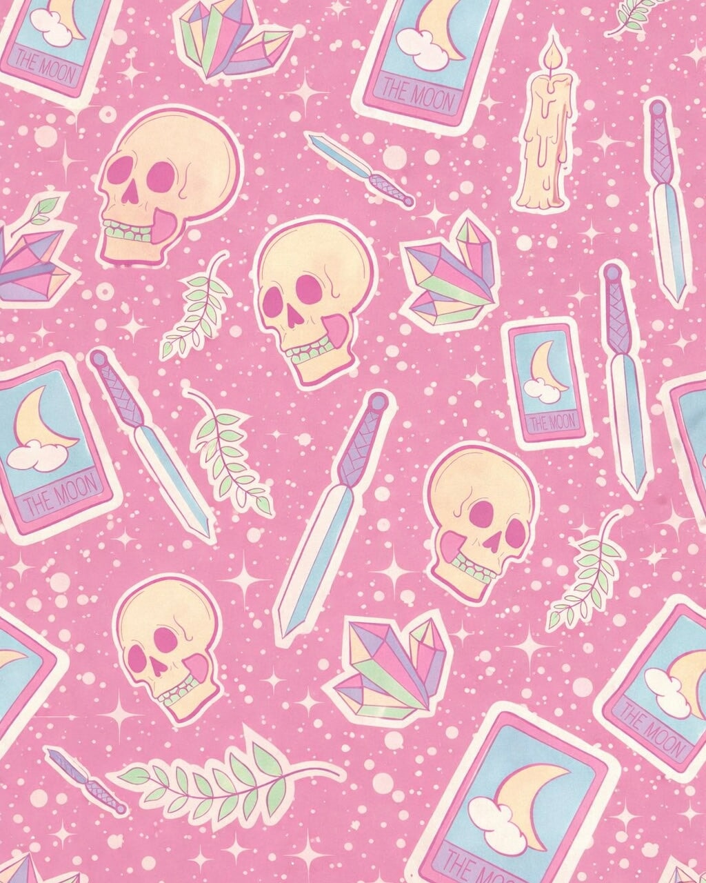 Printed Nylon Spandex Blush Skull Tarot