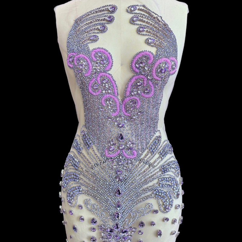 Lavender Rhinestone Bodice Applique