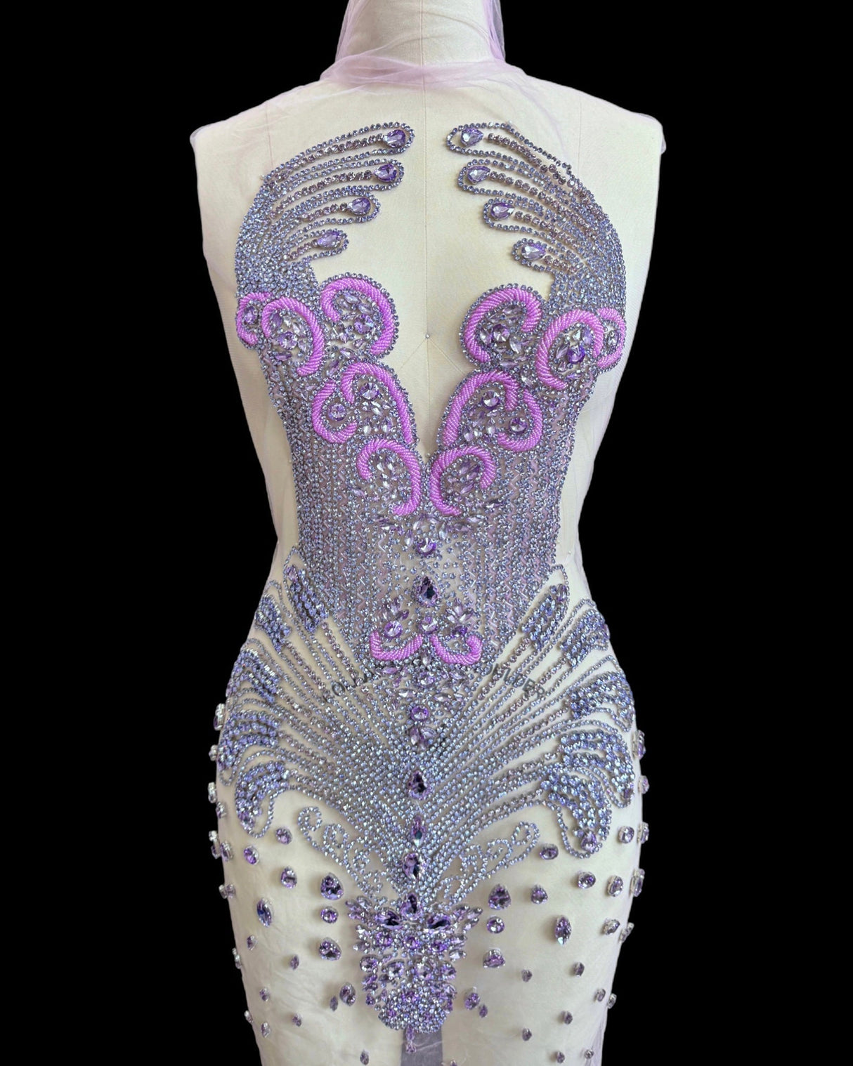 Lavender Rhinestone Bodice Applique
