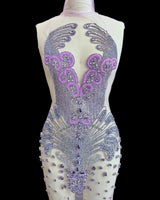 Lavender Rhinestone Bodice Applique