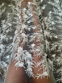 White 3D Floral Branch Sequin Beaded Lace