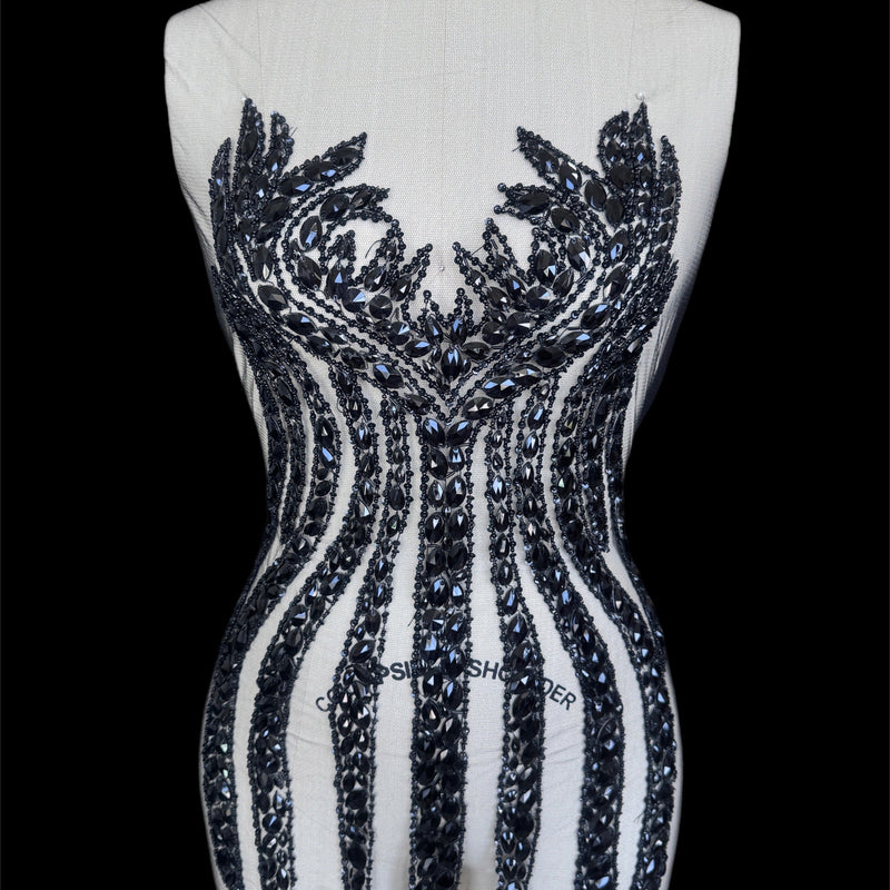 Black Rhinestone Bodice Applique