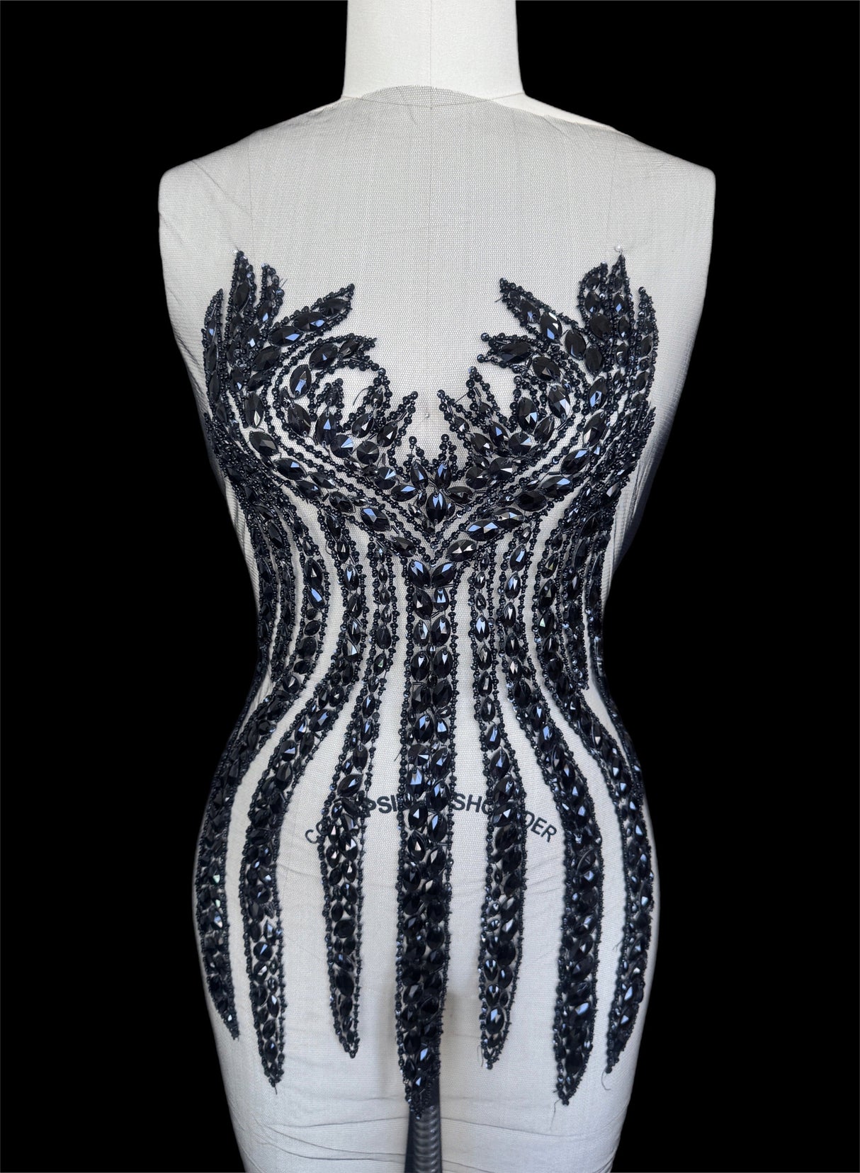 Black Rhinestone Bodice Applique