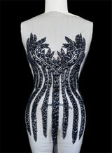 Black Rhinestone Bodice Applique