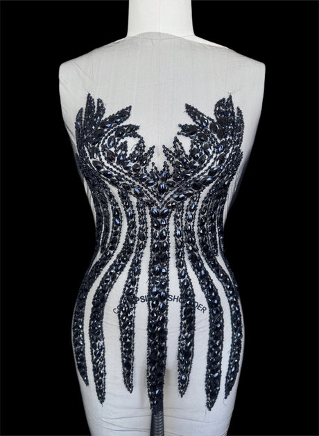 Black Rhinestone Bodice Applique