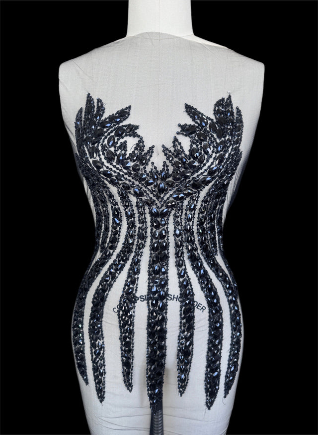 Black Rhinestone Bodice Applique