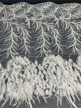 Feather Sequin Embroidered Scalloped Lace