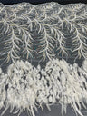 Feather Sequin Embroidered Scalloped Lace