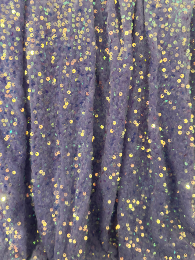 Stretch Sequin Velvet Lilac