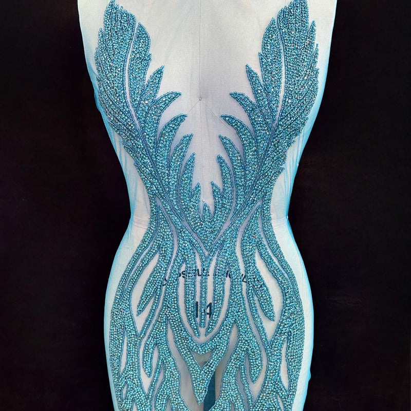 Turquoise Rhinestone Bodice Applique