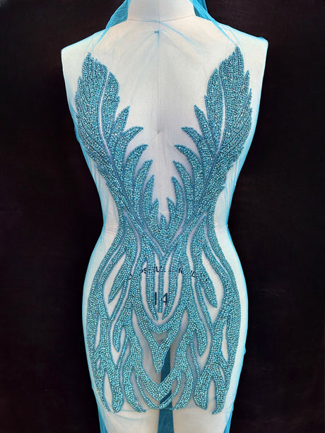 Turquoise Rhinestone Bodice Applique