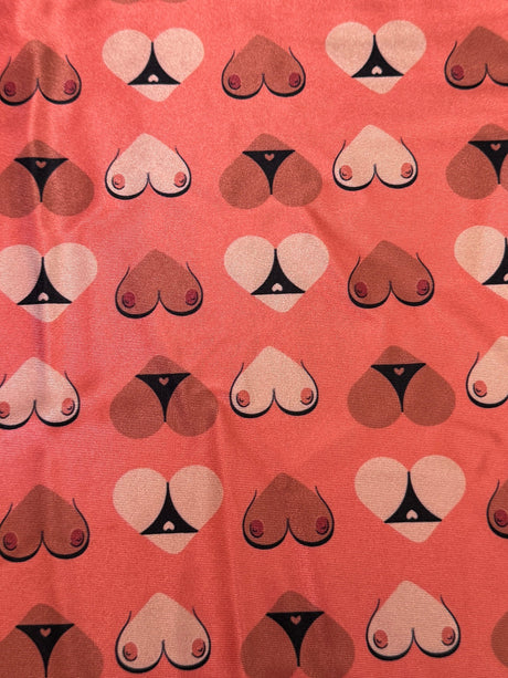 Printed Nylon Spandex Cheeky Hearts Orange