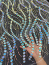 Stretch Sequin Wave Lace White Iridescent