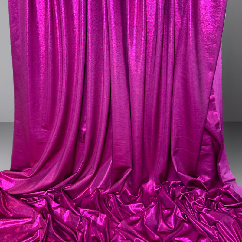 Shiny Foiled Stretch Spandex Fuchsia