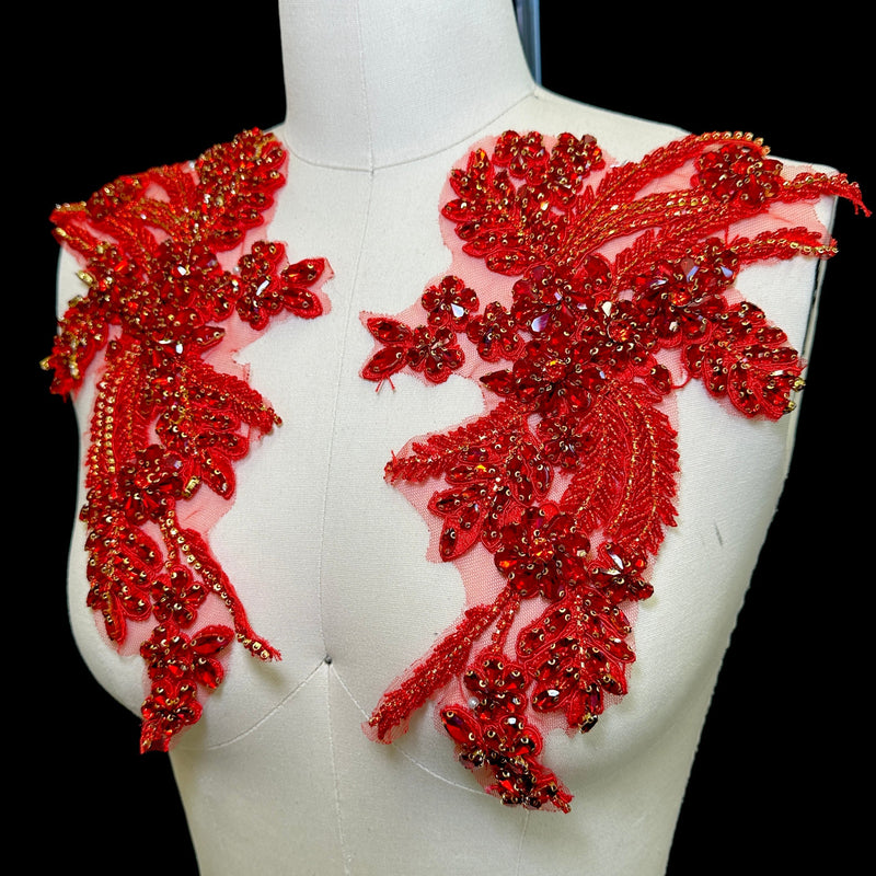 Rhinestone Applique Red Pair