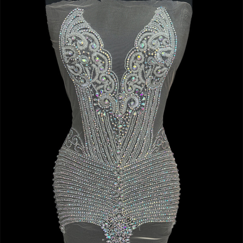 Silver Rhinestone Bodice Appliqué