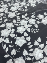 White 3D Flower Beaded Lace Mesh