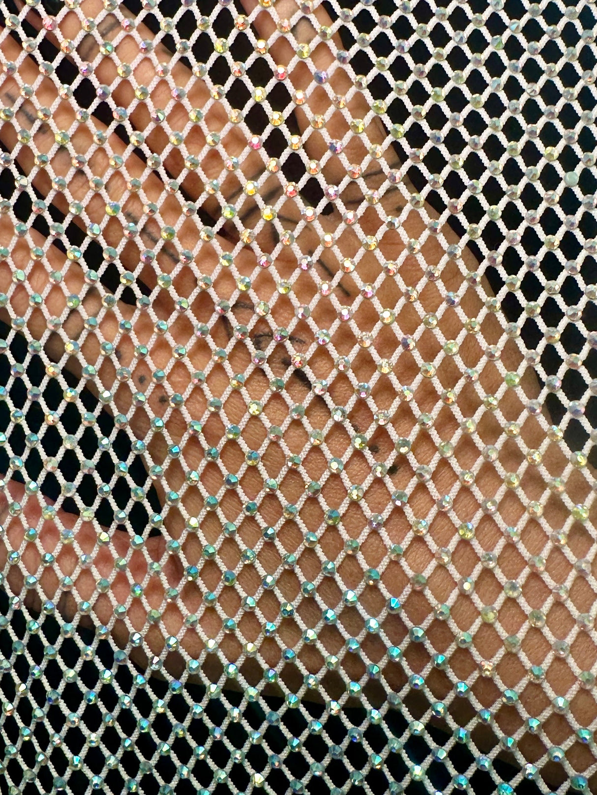 Rhinestone Diamond Fishnet Mesh