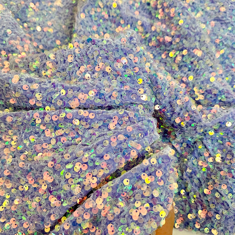 Stretch Sequin Velvet Lavender