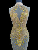 Gold Rhinestone Bodice Applique