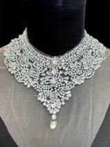 Silver Rhinestone Necklace Applique