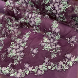 3D Beaded Floral Lace Mesh Fabric