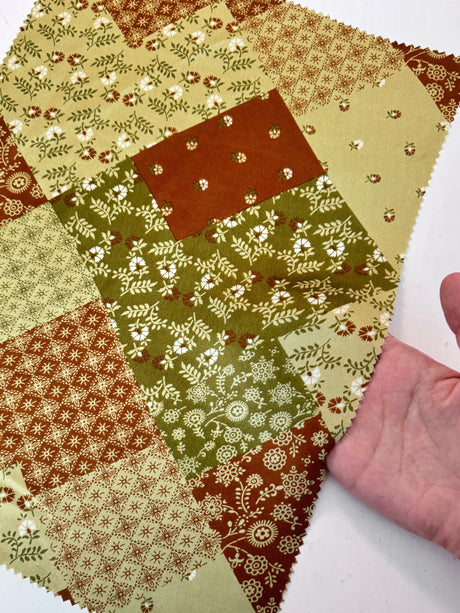 Printed Satin Green Patchwork Floral