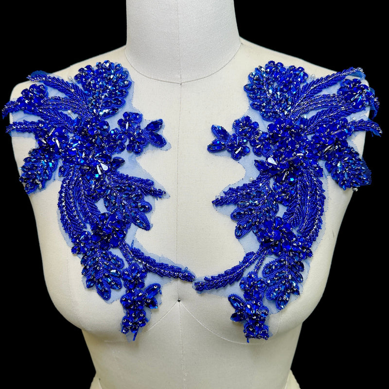 Blue Rhinestone Applique Pair