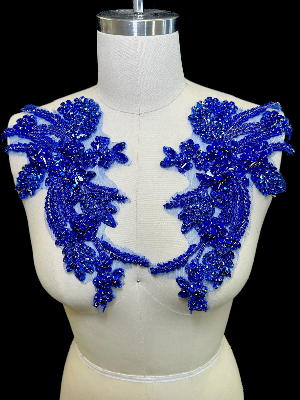 Blue Rhinestone Applique Pair
