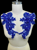 Blue Rhinestone Applique Pair