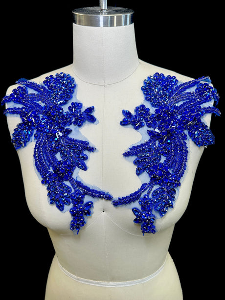 Blue Rhinestone Applique Pair