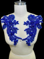 Blue Rhinestone Applique Pair
