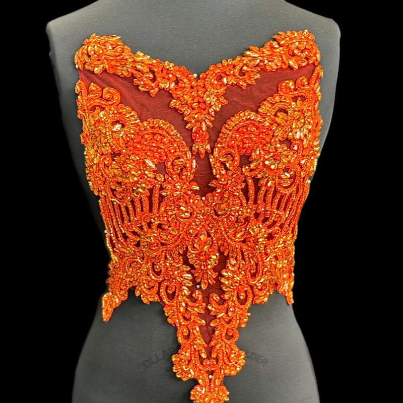 Orange Rhinestone Bodice Applique