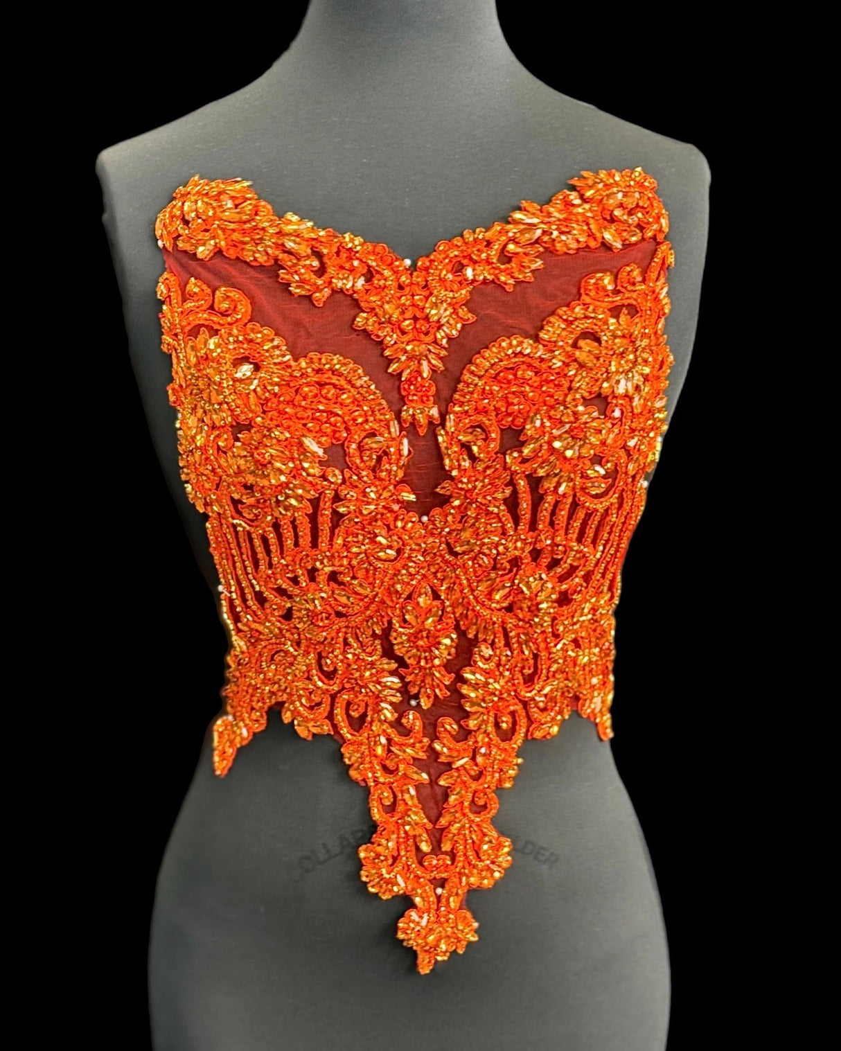 Orange Rhinestone Bodice Applique