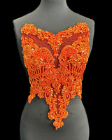 Orange Rhinestone Bodice Applique