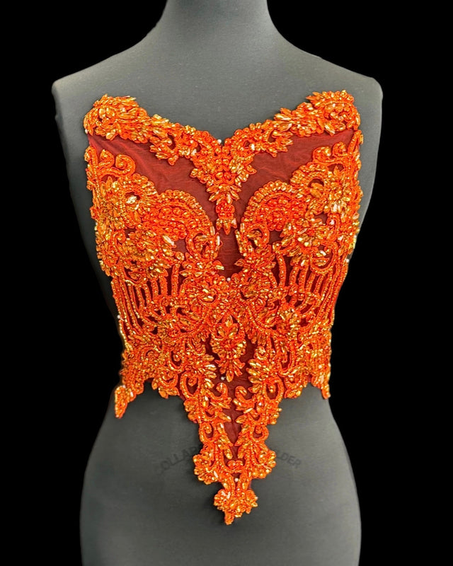 Orange Rhinestone Bodice Applique