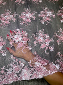 3D Floral Embroidered Beaded Tulle Lace