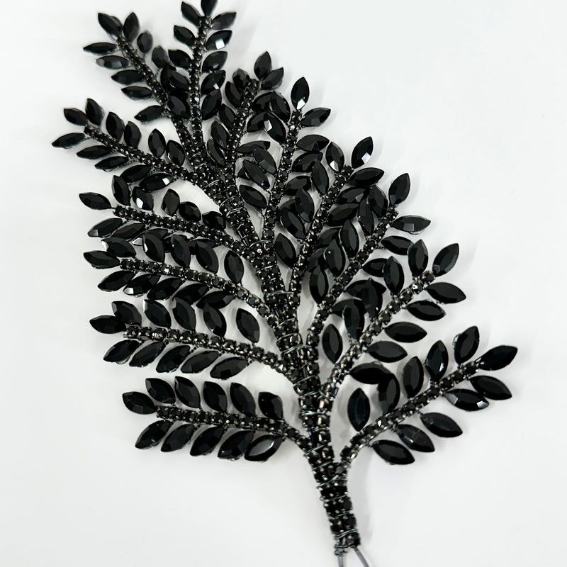 Black Bridal Leaves Rhinestone Applique