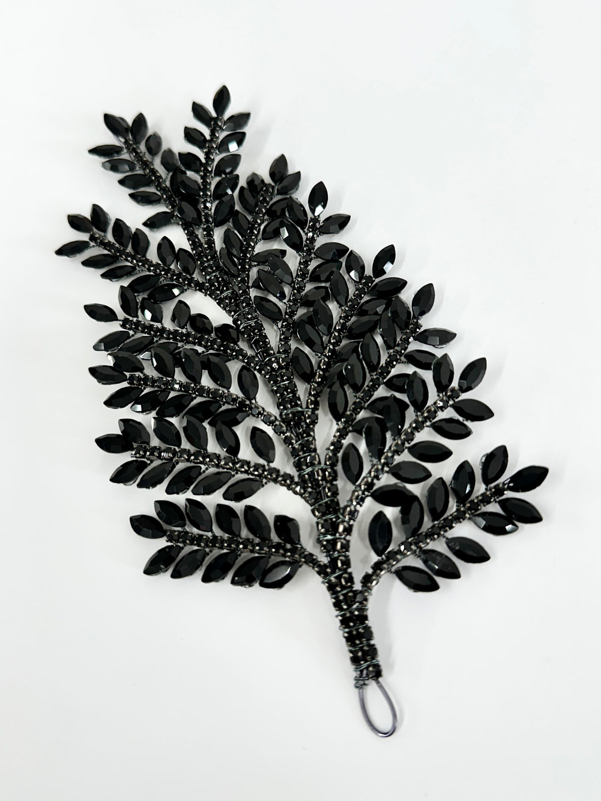 Black Bridal Leaves Rhinestone Applique