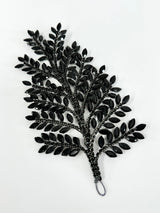 Black Bridal Leaves Rhinestone Applique