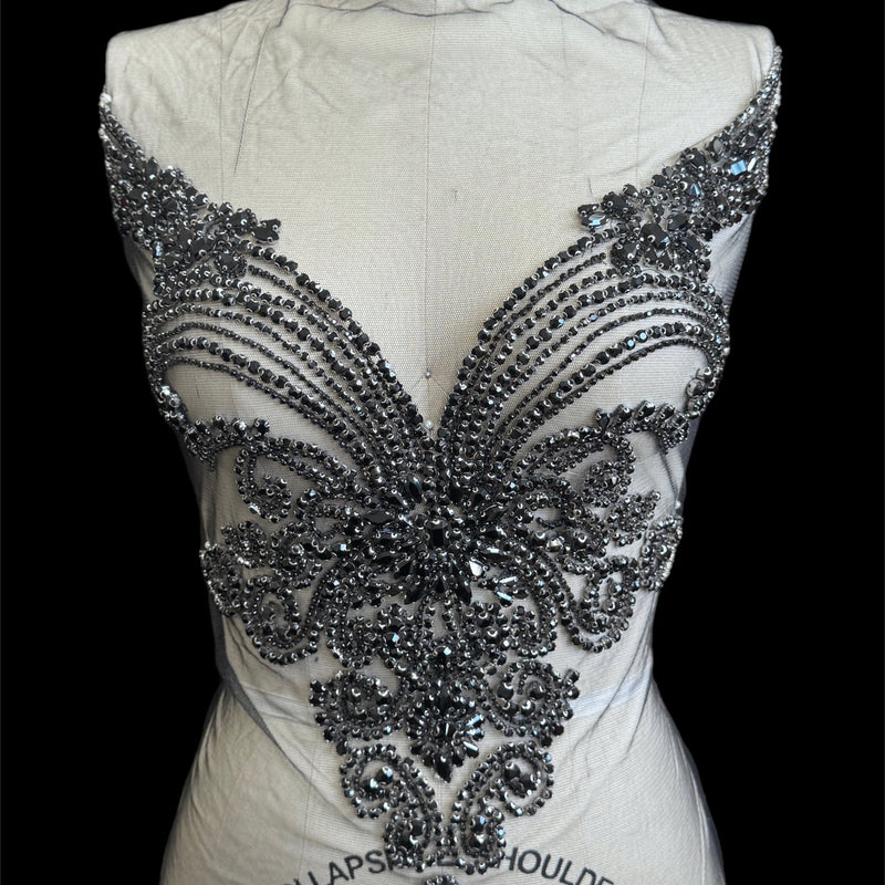 Black Rhinestone Bodice Applique