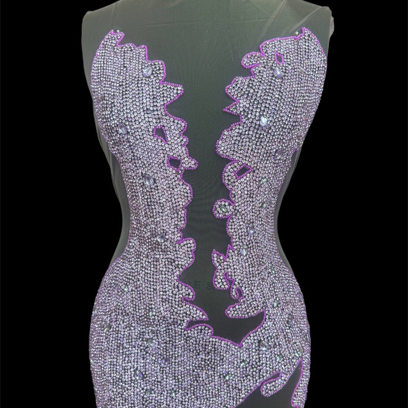 Rhinestone Bodice Applique Lilac