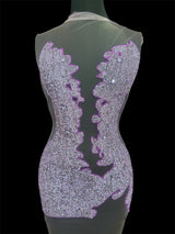 Rhinestone Bodice Applique Lilac