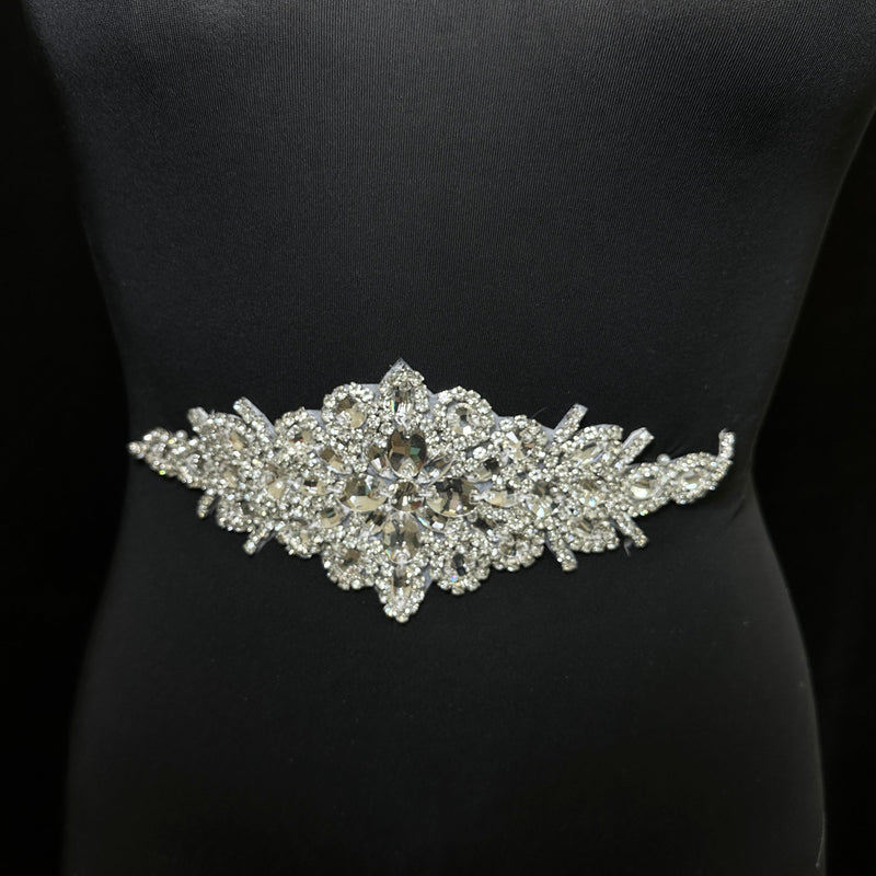 Silver Iron On Rhinestone Applique
