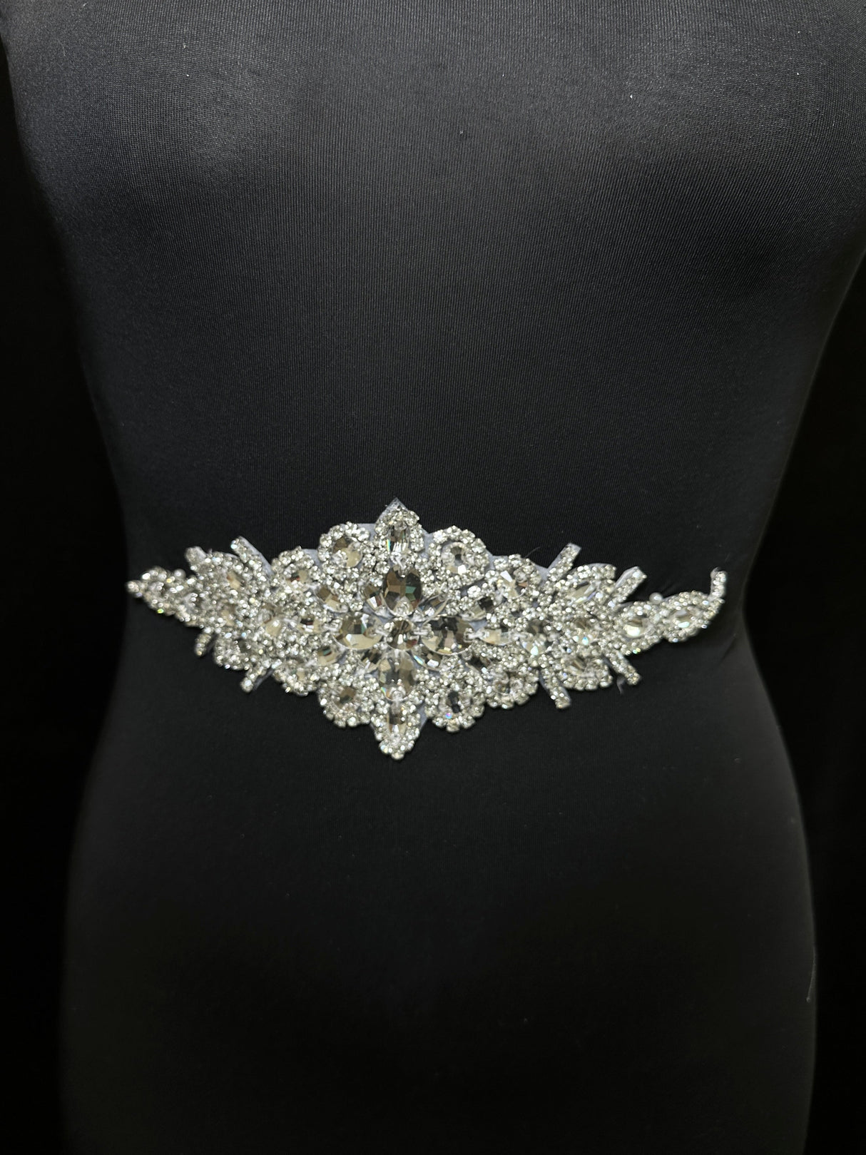 Silver Iron On Rhinestone Applique