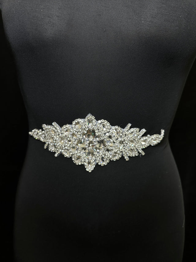 Silver Iron On Rhinestone Applique