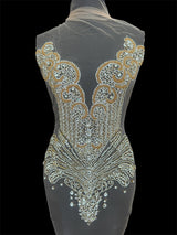 Gold Silver Rhinestone Bodice Applique