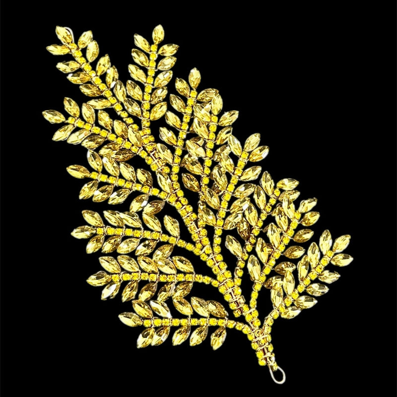 Gold Bridal Leaves Rhinestone Applique