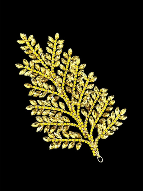 Gold Bridal Leaves Rhinestone Applique